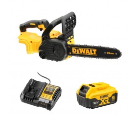 DEWALT 18V XR Brushless 1 x 5.0Ah 300mm Chainsaw Kit DCM565P1-XE